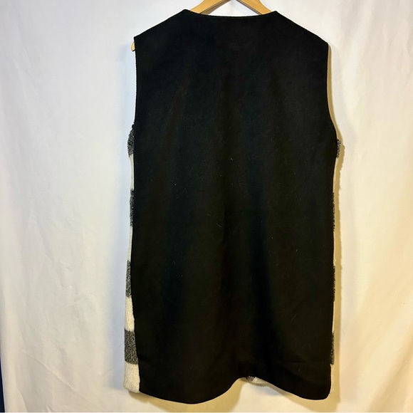 Talbots size 3X Buffalo Plaid Vest Black White long checkered wool blend - Picture 6 of 6